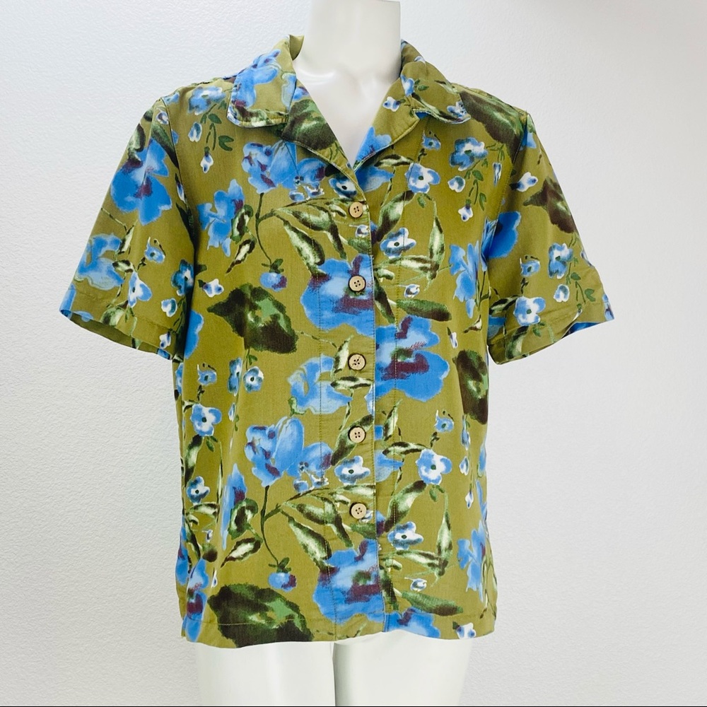 Tiki Reef Club Brown Button Down Hawaiian shirt